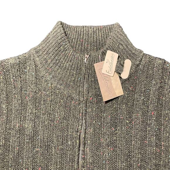 NEW Fieldmaster Ribbed Marled Knit Wool Blend Zip Up Cardigan Olive Green XL - Picture 3 of 9